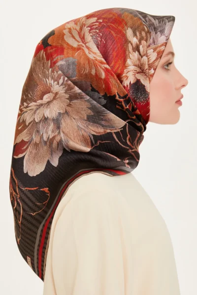 Armine Nostalji Serisi Sura İpek Eşarp 9220D-06 desen detayı