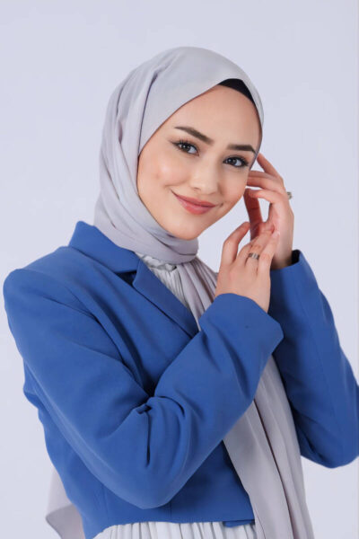 Harem Scarf Asya Şal Gümüş - Düz Şal