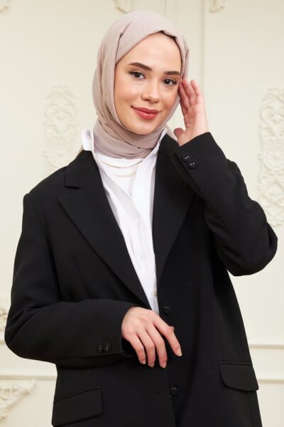 İpekhan Bambu Kraş Şal Vizon - Kraş Şal