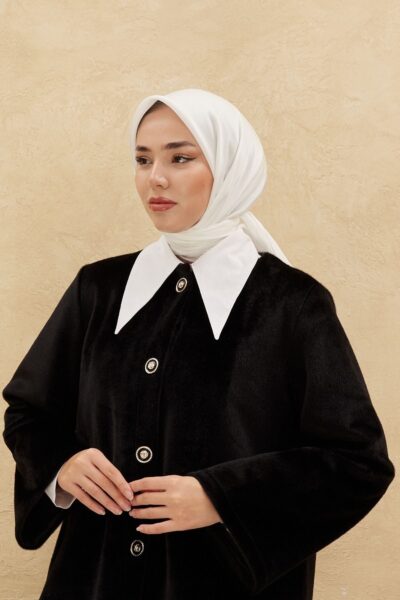 Silk Home Düz Shiny Beyaz Abiye Eşarp yakın çekim