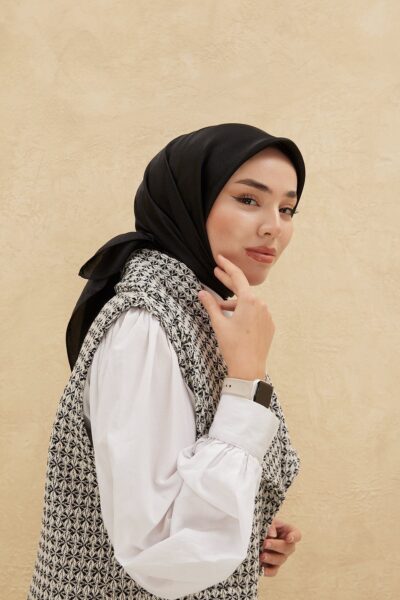 Silk Home Düz Shiny Siyah Abiye Eşarp, pırıltılı dokulu