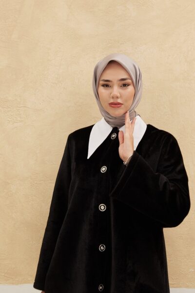 Yakın çekim Silk Home Düz Shiny Gri Eşarp dokusu