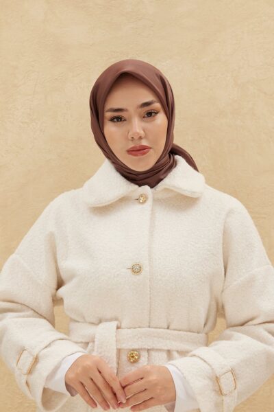 Silk Home Düz Shiny Eşarp 75006-15 kahverengi