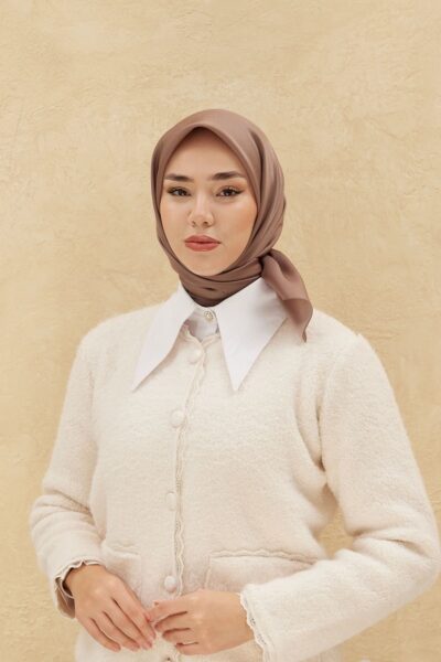 Silk Home 75006-17 Düz Shiny Eşarp Kahverengi