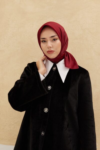 Silk Home Düz Shiny Eşarp 75006-33 Bordo Pırıltılı