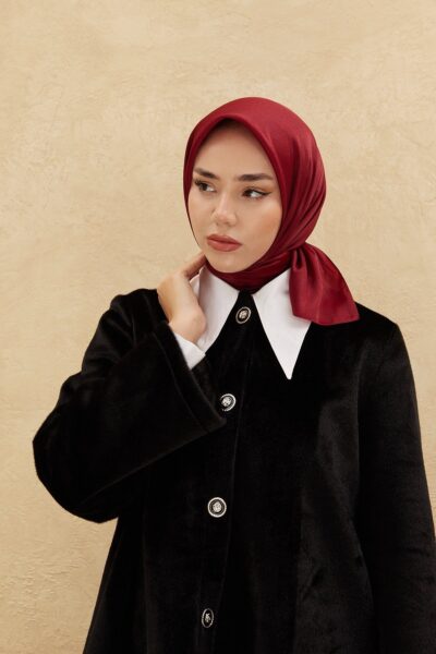 Silk Home Düz Shiny Eşarp 75006-33 Bordo Detay