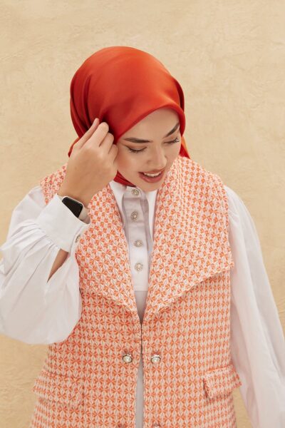 Silk Home Düz Shiny Eşarp 75006-35 Turuncu Pırıltılı