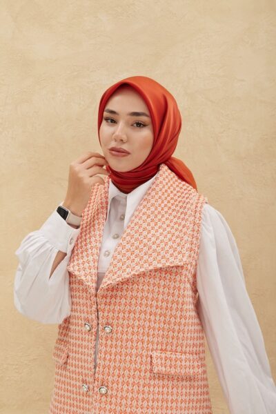 Silk Home Düz Shiny Eşarp 75006-35 Turuncu Detay
