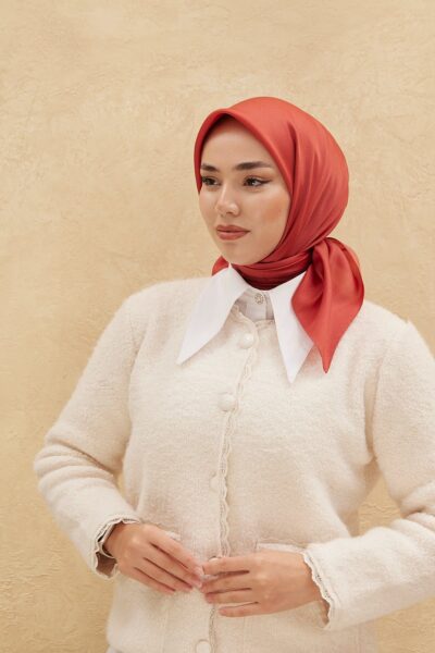 Silk Home Düz Shiny Eşarp 75006-37 Şeftali Renk Detay
